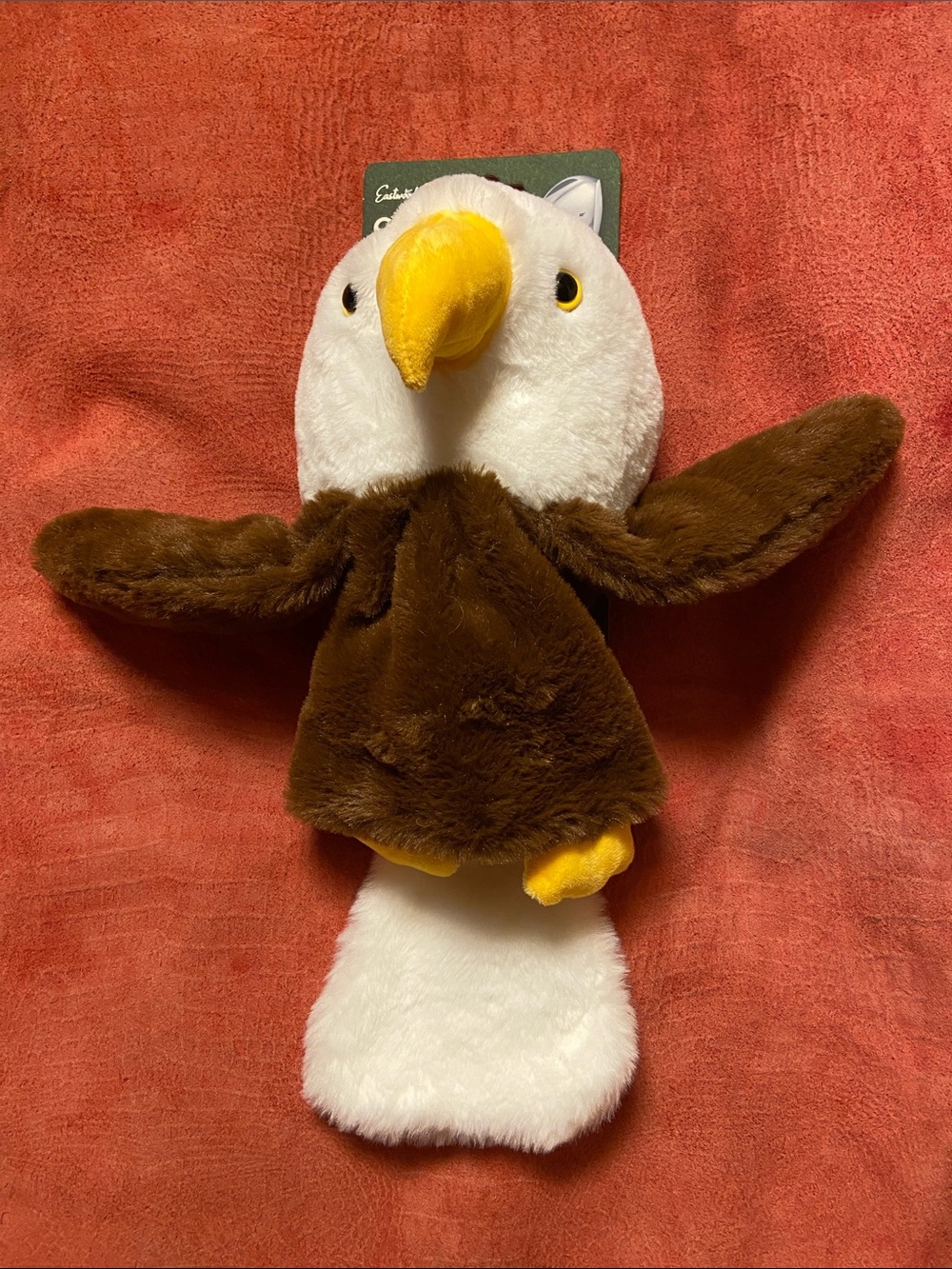 Plush Bald Eagle Hand Puppet - Golf Club Headcover Brown, White & Yellow Jackie